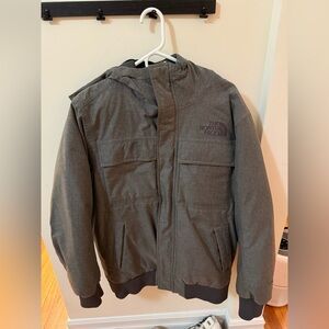 Gray North Face Parka Bomber Jacket
